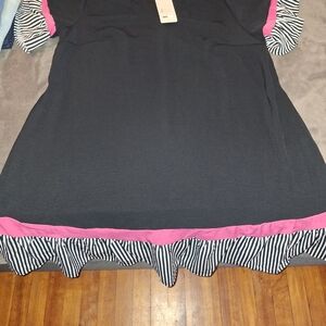 Black Dress with Pink and Striped Accents